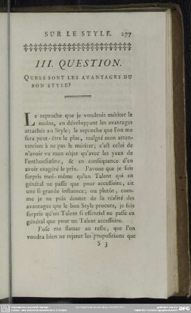 III. Question. Quels Sont Les Avantages Du Bon Style?
