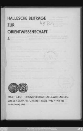 Hallesche Beiträge zur Orientwissenschaft ; 4