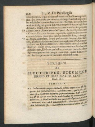Titulus VI. De Electoribus, Eorumque Iuribus Et Praerogativis Generaliter.