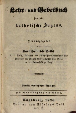 Lehr- und Gebetbuch für die katholische Jugend