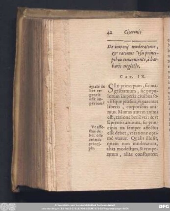 De imperii moderatione, & rationis usu principibus conveniente, à barbaris neglecto. Cap. IX.