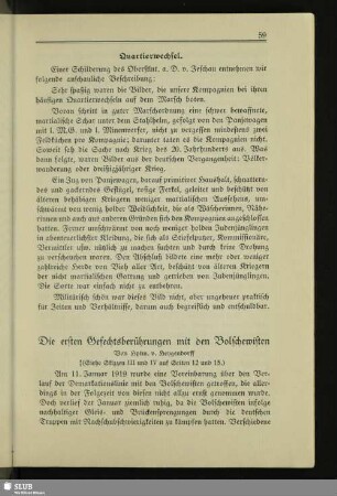 Die ersten Gefechtsberührungen mit den Bolschewisten