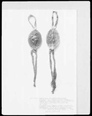 Siegel des Konstanzer Domkapitels mit thronender Maria und Siegel des Konstanzer Bischofs Heinrich II. von Klingenberg