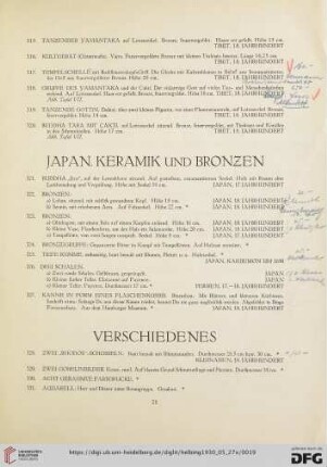 Japan. Keramik und Bronzen (Nr. 321-327)