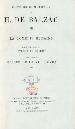 3: Œuvres complètes de H. de Balzac