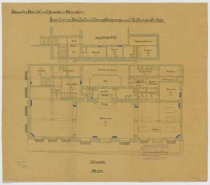 Thiersch, Friedrich von; München; Haus für Handel und Gewerbe - Dampfheizung, Lüftung (Grundriss Zwischengeschoss)