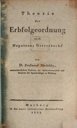 Theorie der Erbfolgeordnung nach Napoleons Gesetzbuche