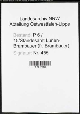 Sterberegister Standesamt Lünen-Brambauer