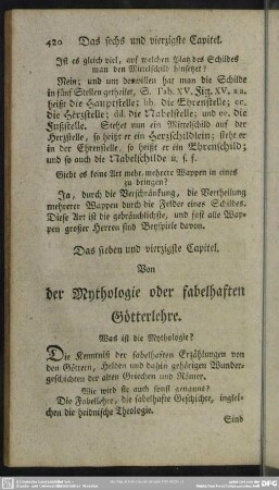 Das sieben und vierzigste Capitel. Von der Mythologie oder fabelhaften Götterlehre