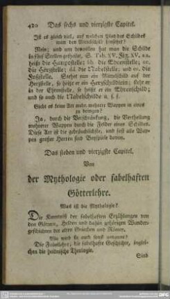 Das sieben und vierzigste Capitel. Von der Mythologie oder fabelhaften Götterlehre