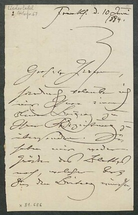 Brief von Clara Schumann an Mainzer Liedertafel