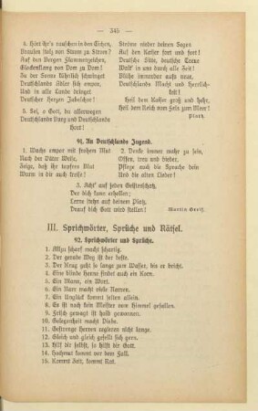 III. Sprichwörter, Sprüche und Rätsel