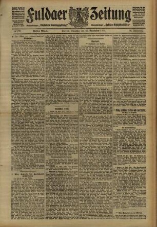 Erste Ausgabe vom Samstag, den 25. November 1911.