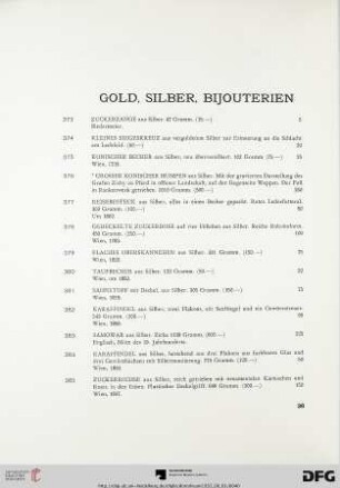 Gold, Silber, Bijouterien (Nr. 373-408)