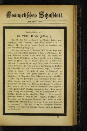 Seminardirektor a. D. Dr. Wübbe Ulrichs Jütting : [Nekrolog]