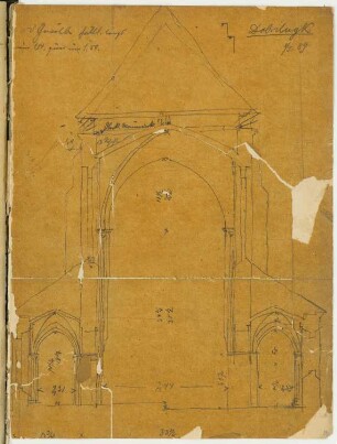 Zisterzienserkloster, Dobrilugk: Querschnitt (aus: Skizzen- und Fotoalbum 9)