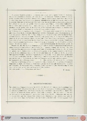 IV. Architektonisches