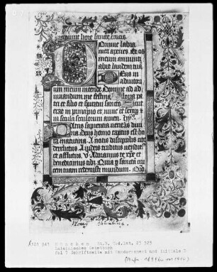 Lateinisches Gebetbuch aus Kloster Baumburg — Initiale D und Vollbordüre, Folio 7recto