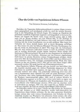 Über die Größe von Populationen höherer Pflanzen