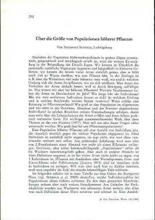 Über die Größe von Populationen höherer Pflanzen
