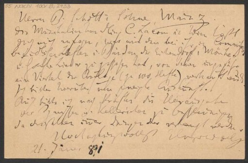 Brief an B. Schott's Söhne : 21.01.1891