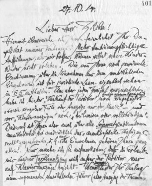 Brief an Hermann Zilcher