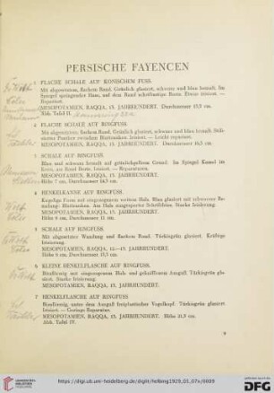 Persische Fayencen (Nr. 1-43)