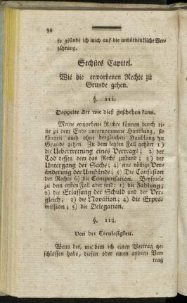 Sechstes Capitel. Wie die erworbenen Rechte zu Grunde gehen.
