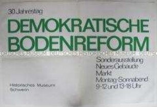 Maueranschlag zur Ankündigung einer Ausstellung zum 30. Jahrestag der Bodenreform