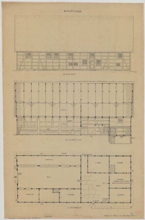 Allagen (Kreis Arnsberg): Berghof. Haupthaus (Grundriss, Ansicht, Schnitt)