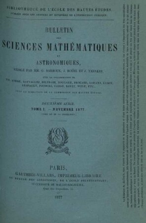 Tome I. - Novembre 1877.