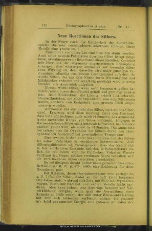 Neue Reactionen des Silbers