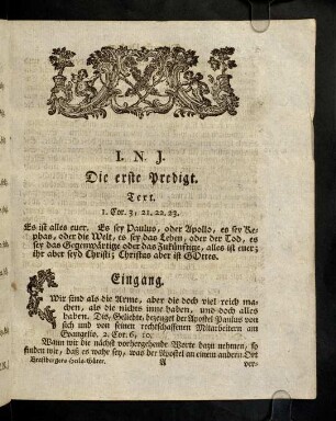 1-18, Die erste Predigt. Das grosse Alles der Glaubigen.