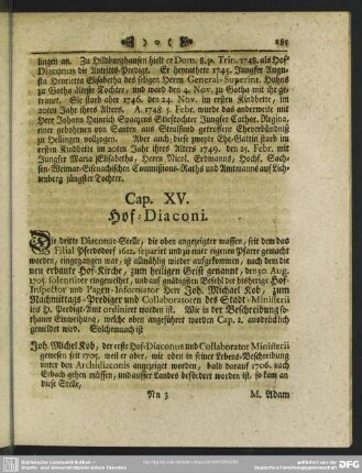 Cap. XV. Hof-Diaconi