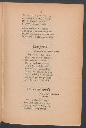 Decepción : Dedicada a Elvira Montí.