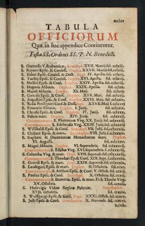 CCCLXV (CCCLXV)-CCCLXVI (CLXVI), Tabula officiorum