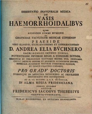Diss. inaug. med. de vasis haemorrhoidalibus