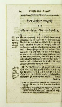 Vorläufiger Begriff der allgemeinen Weltgeschichte