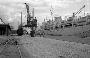 Bremerhaven: Schiff "Fairsea", am Pier, von hinten