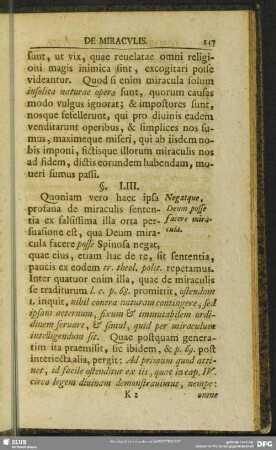 §. LIII. Negatque, Deum facere miracula