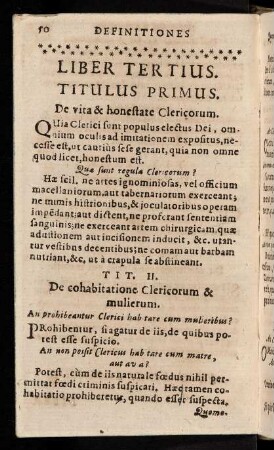 50-62, Titulus Primus. De vita & honestate Clericorum. - Tit. XXVIII. De Sepulturis.