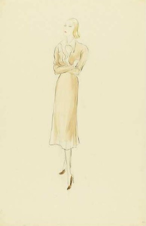 Dame in hellbraunem Kleid