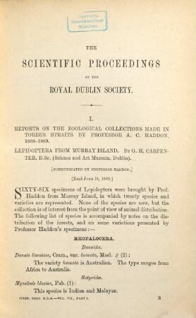 The scientific proceedings of the Royal Dublin Society. 7, 7. 1891/92