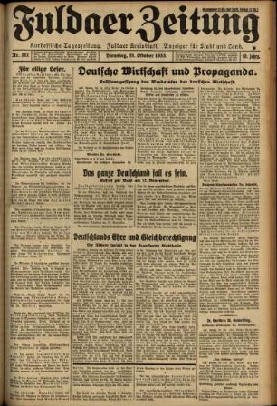 Ausgabe vom Dienstag, den 31. Oktober 1933.
