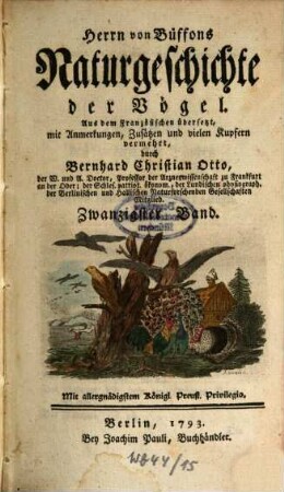 Herrn von Büffons Naturgeschichte der Vögel, 20