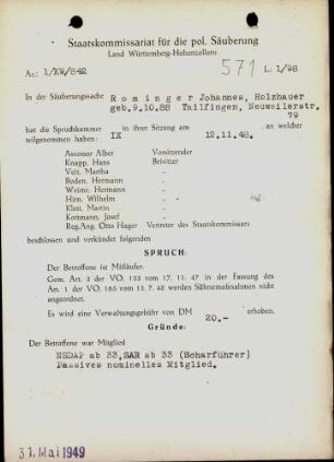 Rominger, Johannes