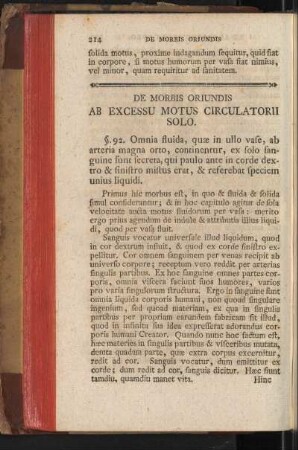De Morbis Oriundis Ab Excessu Motus Circulatorii Solo