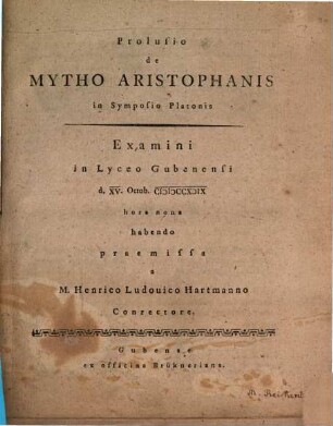 Examini in Lyceo Gubenensi ... habendo praemissa. 1799
