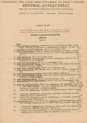 Nr. 387: Ausländische Zeitschriften Teil I
