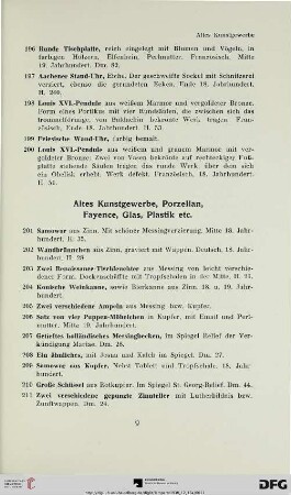 Altes Kunstgewerbe, Porzellan, Fayence, Glas, Plastik etc. (Nr. 201-381)